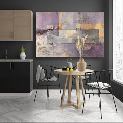 Moderne abstracte skyline met paarse tinten poster
