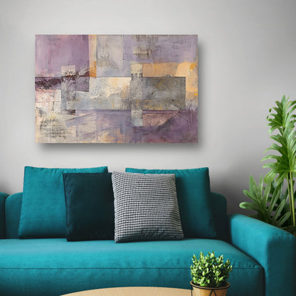 Moderne abstracte skyline met paarse tinten poster