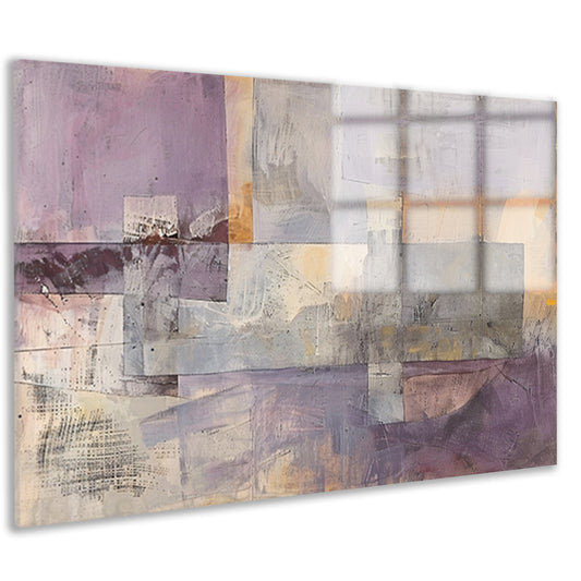 Moderne abstracte skyline met paarse tinten acrylglas