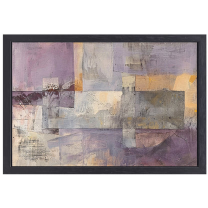 Moderne abstracte skyline met paarse tinten canvas met baklijst