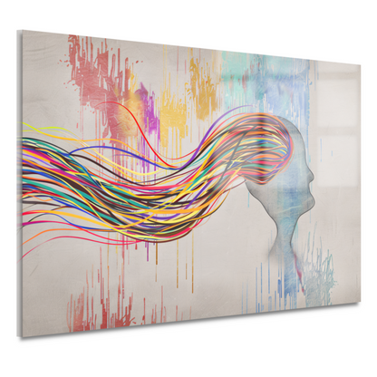 Abstracte Basquiat met kleurexplosie acrylglas