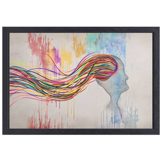 Abstracte Basquiat met kleurexplosie canvas met baklijst