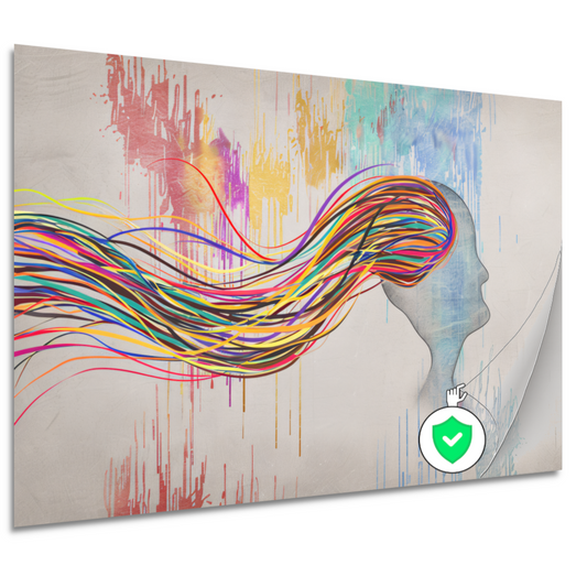 Abstracte Basquiat met kleurexplosie poster