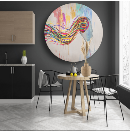 Abstracte Basquiat met kleurexplosie forex muurcirkel