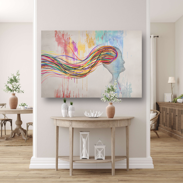 Abstracte Basquiat met kleurexplosie acrylglas