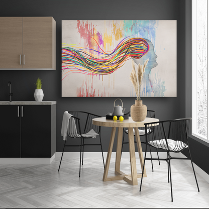 Abstracte Basquiat met kleurexplosie canvas