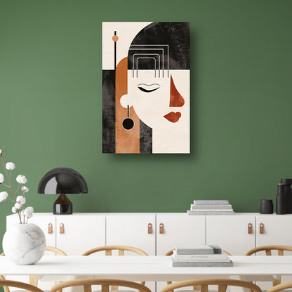 Geometrisch Profiel van een Vrouw in Art Deco canvas