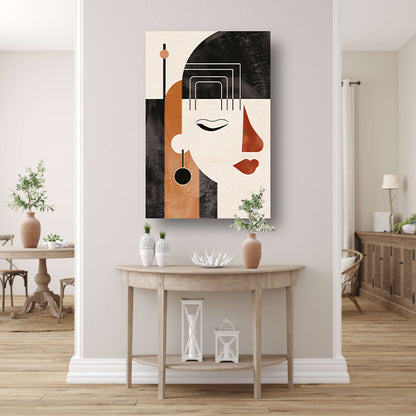 Geometrisch Profiel van een Vrouw in Art Deco canvas