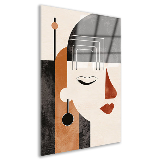 Geometrisch Profiel van een Vrouw in Art Deco acrylglas