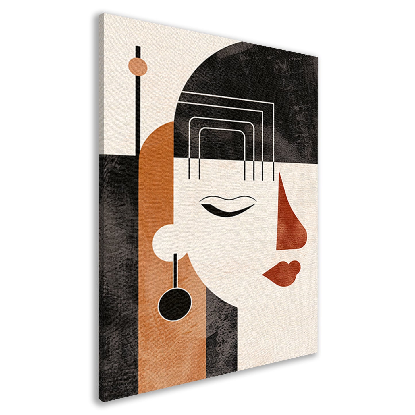 Geometrisch Profiel van een Vrouw in Art Deco canvas