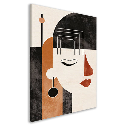 Geometrisch Profiel van een Vrouw in Art Deco canvas