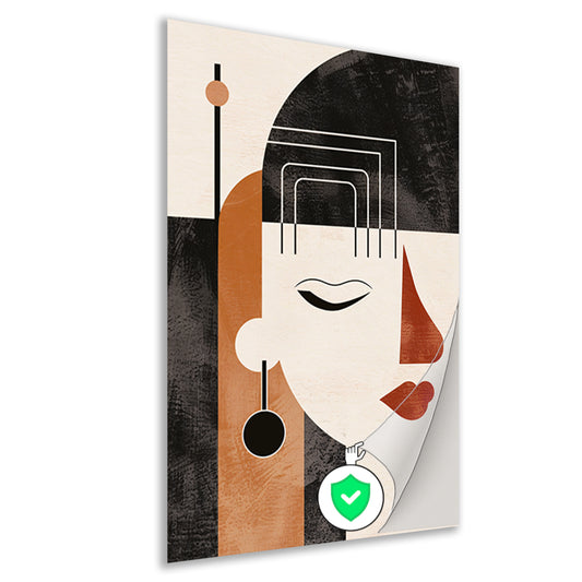 Geometrisch Profiel van een Vrouw in Art Deco poster