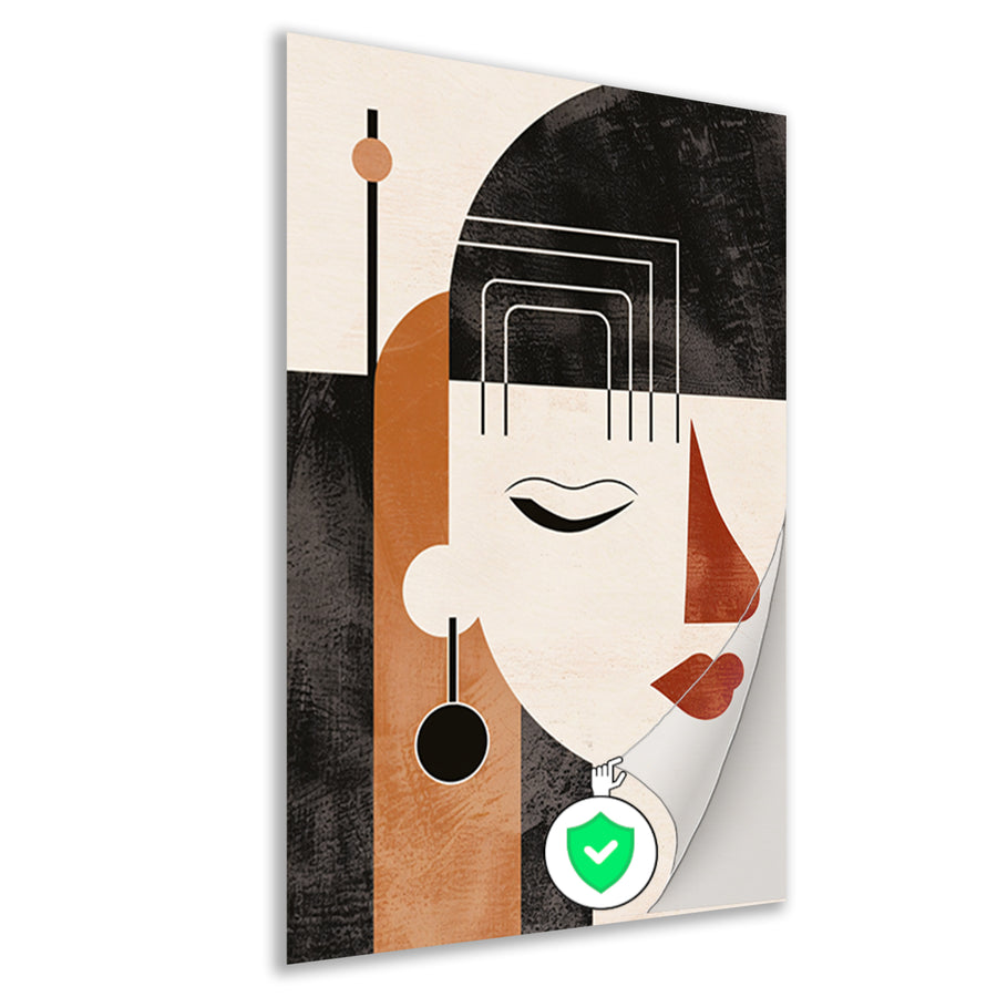 Geometrisch Profiel van een Vrouw in Art Deco poster