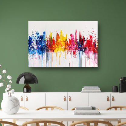 Abstracte kleurrijke skyline op witte achtergrond poster