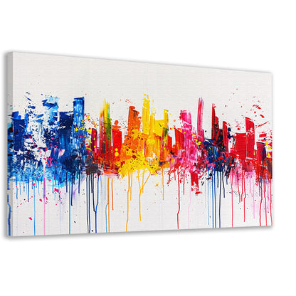 Abstracte kleurrijke skyline op witte achtergrond canvas
