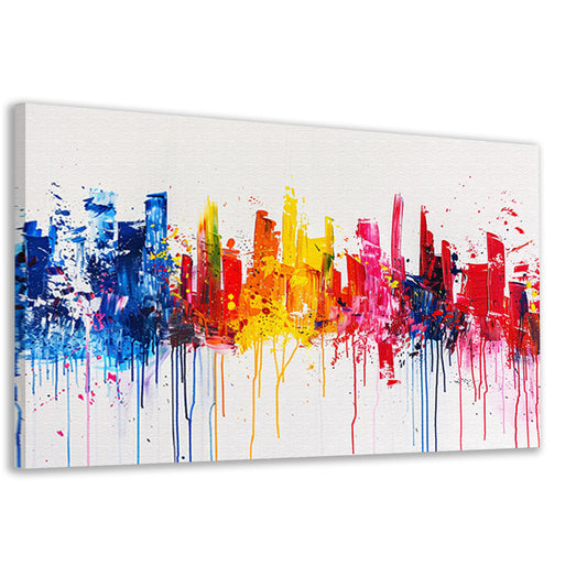 Abstracte kleurrijke skyline op witte achtergrond canvas