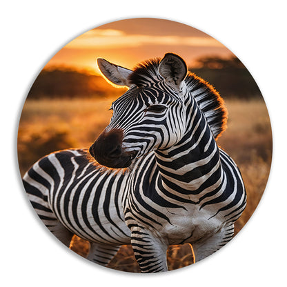 Zebra bij zonsondergang in savanne forex muurcirkel