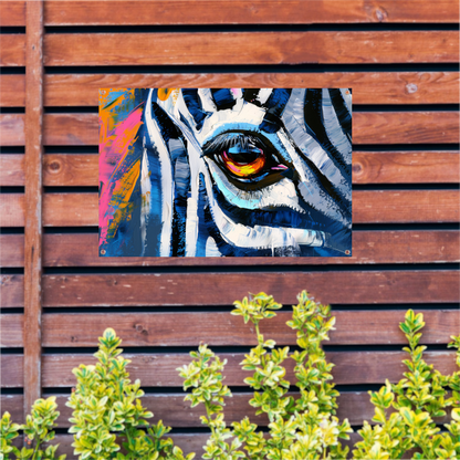 Abstracte kleurrijke close-up van een dierenoog tuinposter