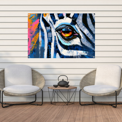 Abstracte kleurrijke close-up van een dierenoog tuinposter
