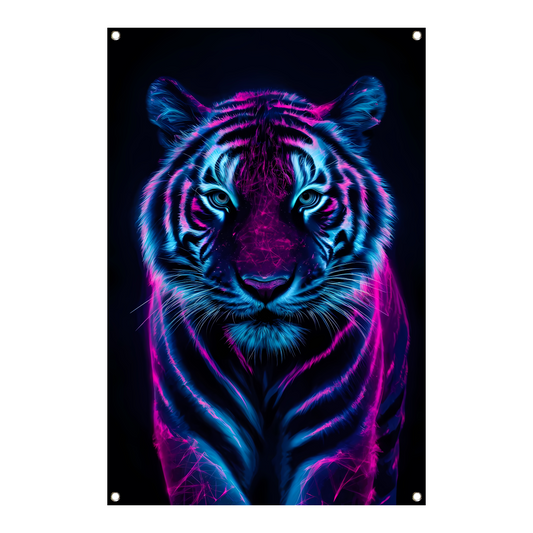 Neon tijger in digitale kunststijl tuinposter