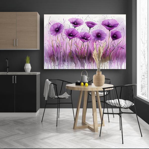 Abstracte paarse bloemen in kleurrijk design canvas