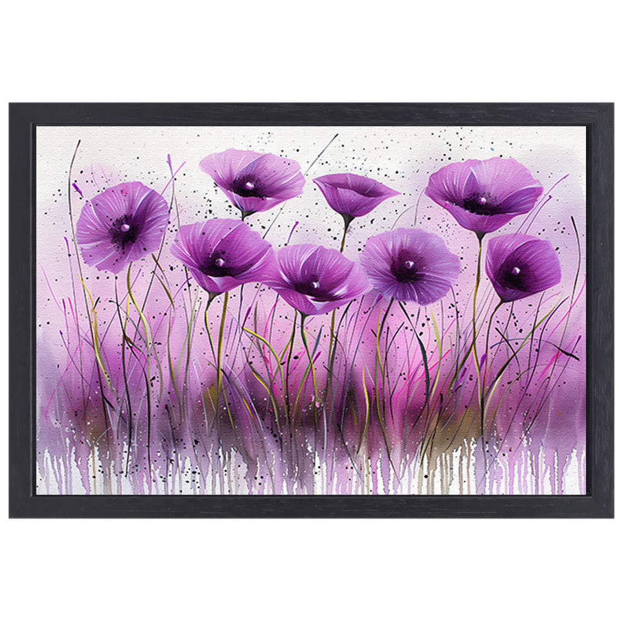 Abstracte paarse bloemen in kleurrijk design canvas met baklijst