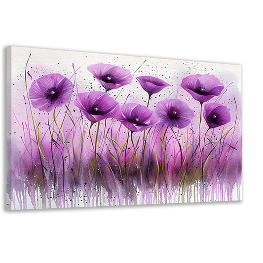 Abstracte paarse bloemen in kleurrijk design canvas