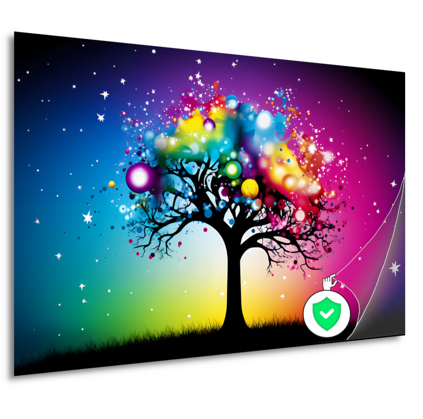 Kleurrijke boom in regenboog poster
