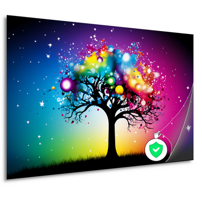 Kleurrijke boom in regenboog poster