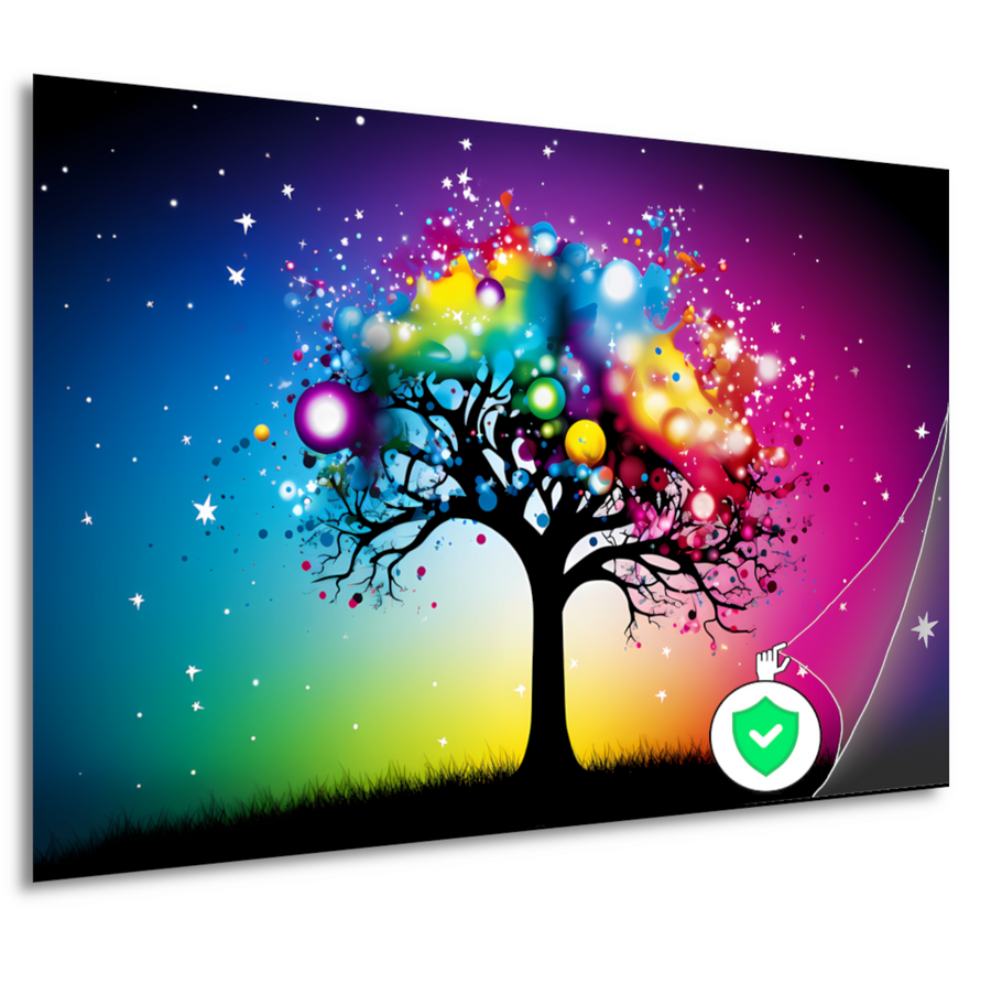 Kleurrijke boom in regenboog poster