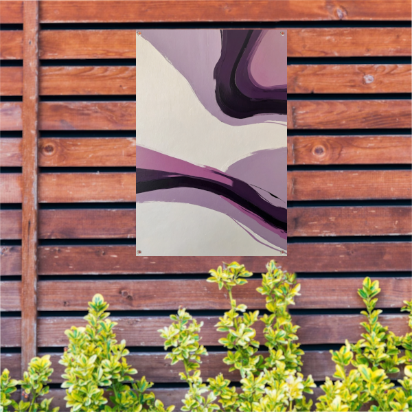 Abstracte Paarse Golven op Minimalistisch tuinposter