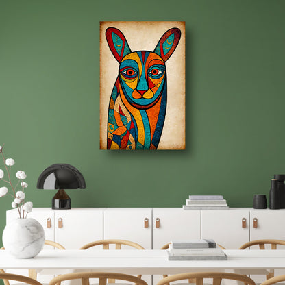 Kleurrijke kubistische kat kunstwerk poster
