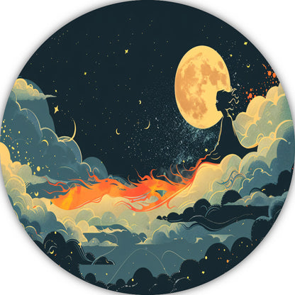 Surrealistische Vliegende Leeuw Maan aluminium muurcirkel