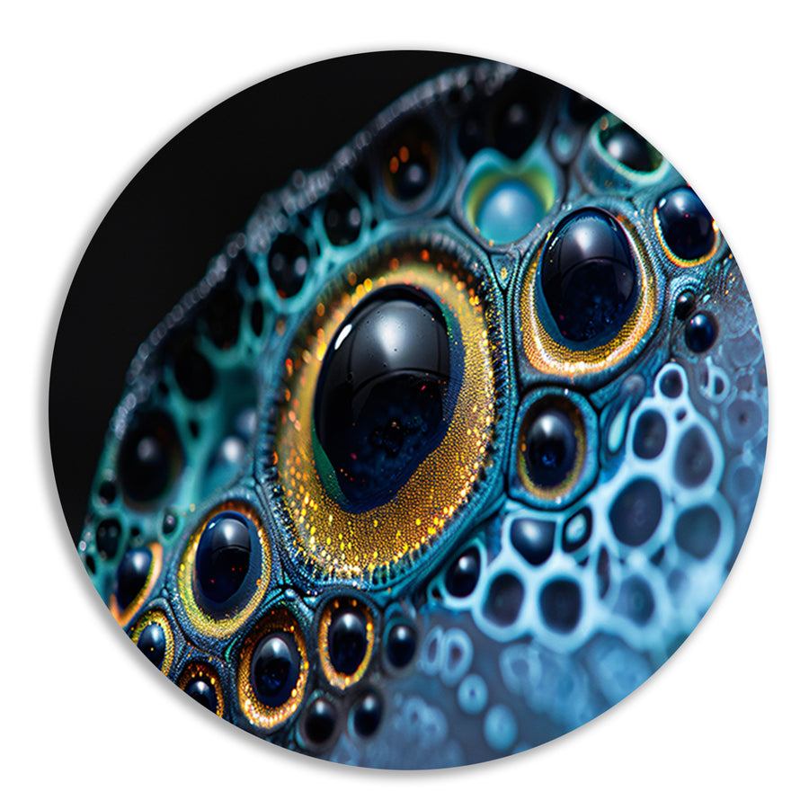 Kleurrijk abstract oog met patronen aluminium muurcirkel