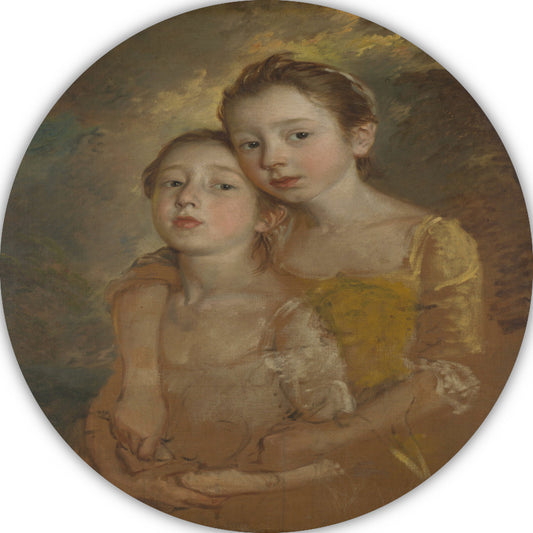 De dochters van de schilder met een kat - Thomas Gainsborough aluminium muurcirkel