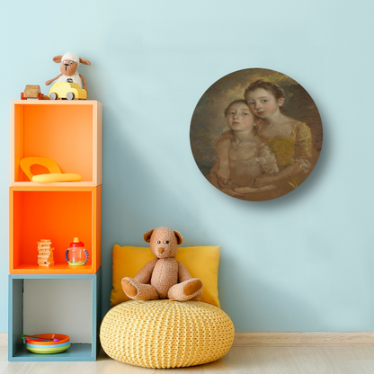 De dochters van de schilder met een kat - Thomas Gainsborough aluminium muurcirkel