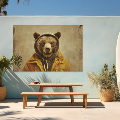 Beer in Retro Kleding met Vintage Sfeer tuinposter