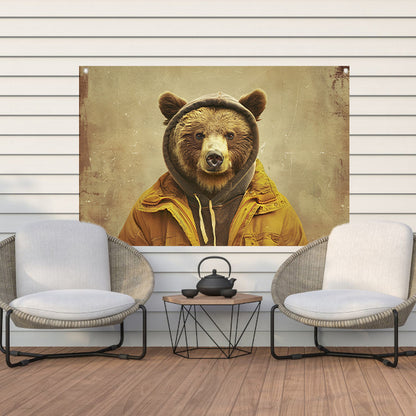 Beer in Retro Kleding met Vintage Sfeer tuinposter