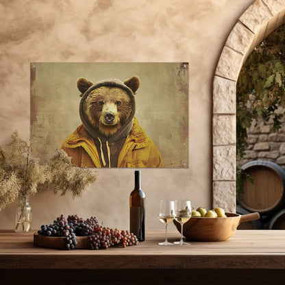 Beer in Retro Kleding met Vintage Sfeer tuinposter