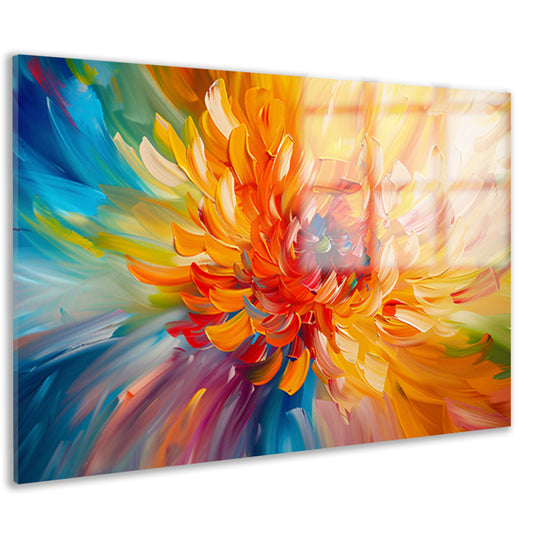 Abstracte schilderij van kleurrijke chrysant acrylglas