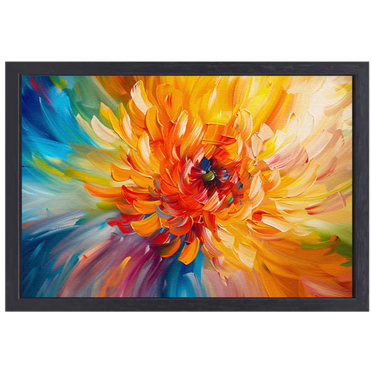 Abstracte schilderij van kleurrijke chrysant canvas met baklijst