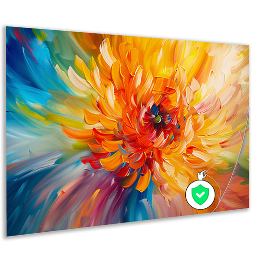 Abstracte schilderij van kleurrijke chrysant poster
