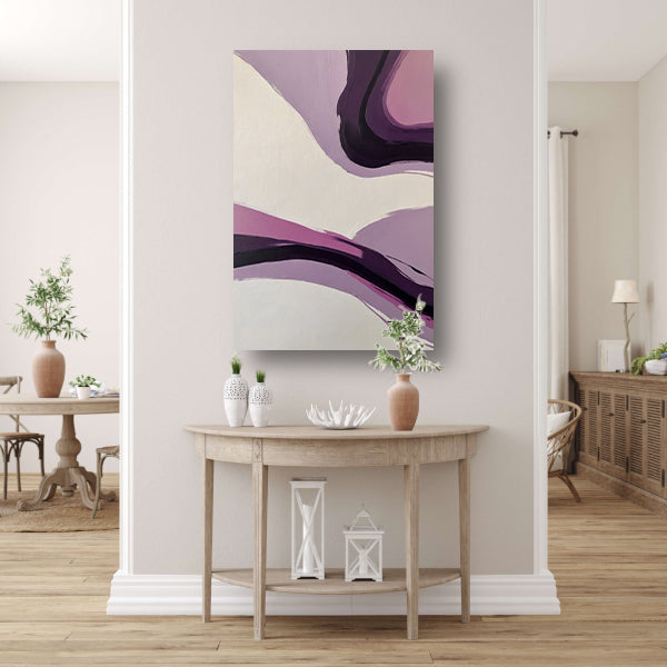 Abstracte Paarse Golven op Minimalistisch Canvas canvas