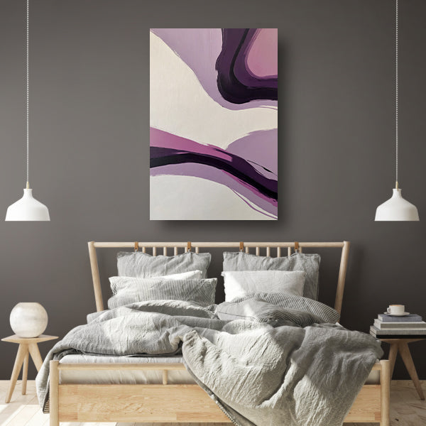 Abstracte Paarse Golven op Minimalistisch Canvas canvas