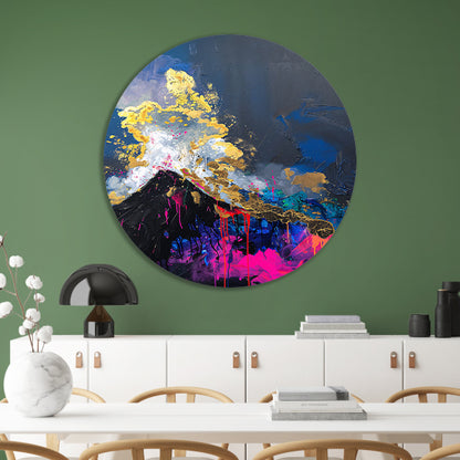 Abstract schilderij van vulkaanuitbarsting forex muurcirkel