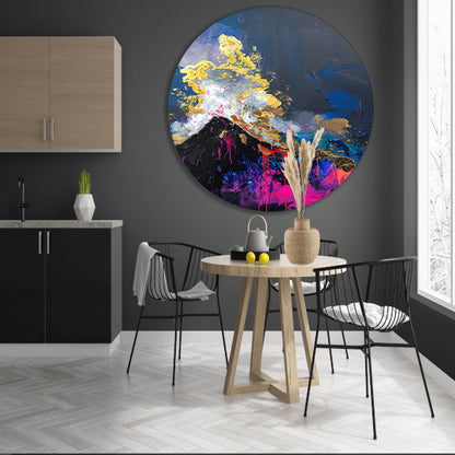 Abstract schilderij van vulkaanuitbarsting forex muurcirkel