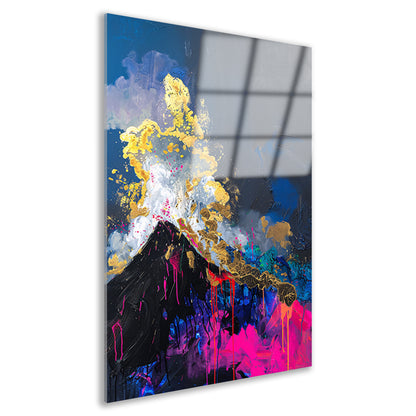 Abstract schilderij van vulkaanuitbarsting acrylglas