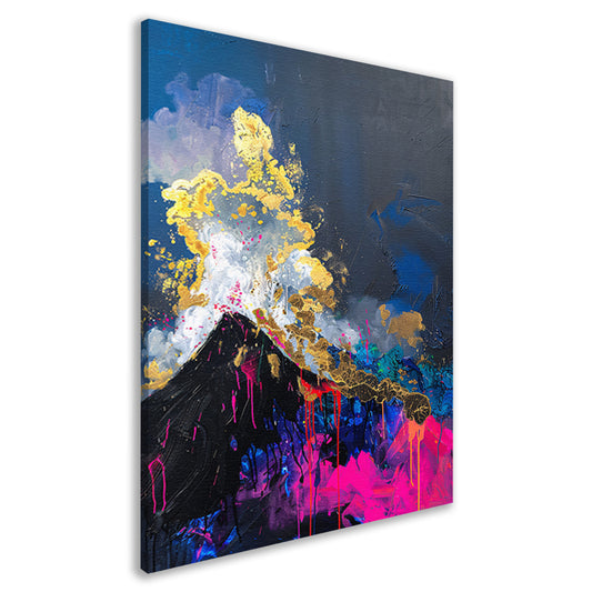 Abstract schilderij van vulkaanuitbarsting canvas