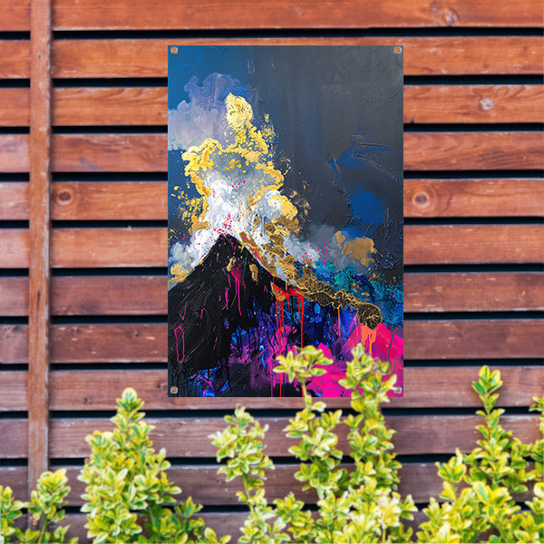 Abstract schilderij van vulkaanuitbarsting tuinposter