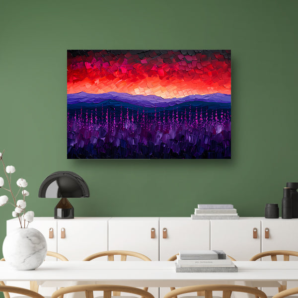 Kleurrijk abstract landschap met bloemen canvas